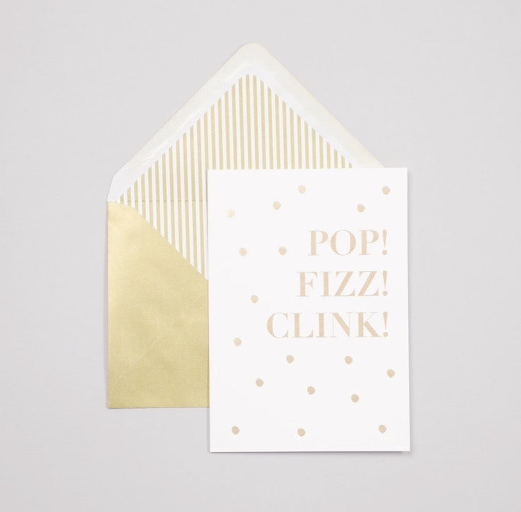 ‘Pop, fizz, clink’ card by Megan Claire